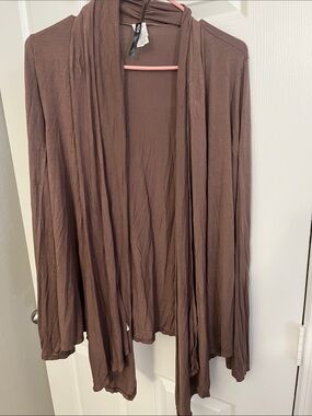 MOA USA Brown Open Front Draped Cardigan